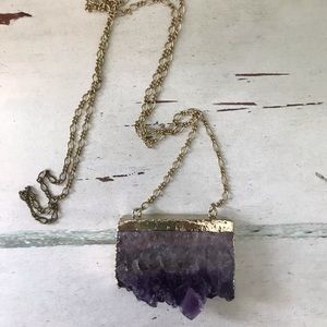 JaxKelly amethyst crystal block necklace